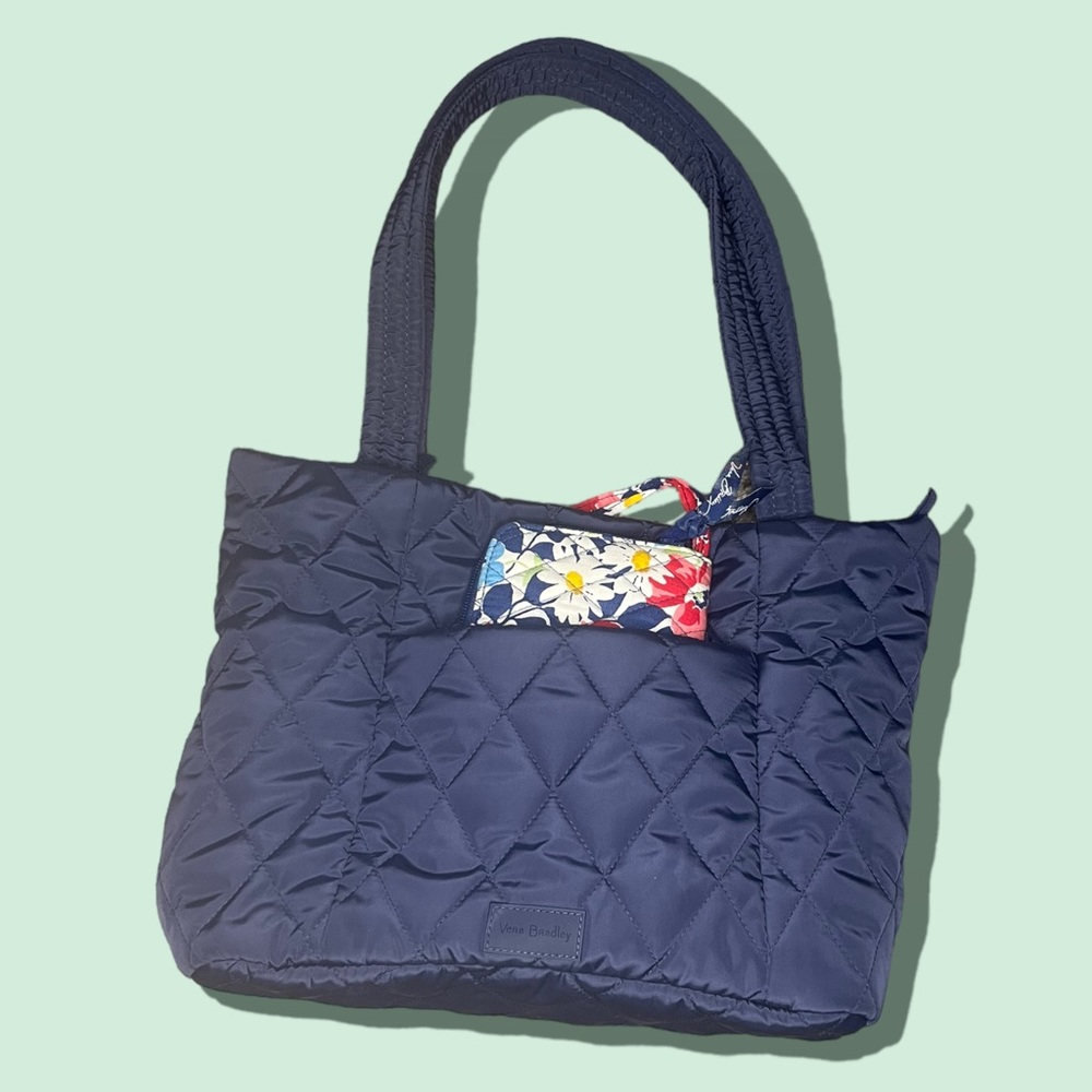 Buy One, Get TWO! Like NEW Vera Bradley Solid Navy Tote + NWT Floral Wristlet